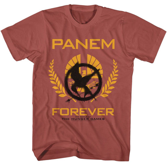 Hunger Games-Hunger Games Mockingjay Graffiti-Terracotta Adult S/S T-Shirt - Terracotta