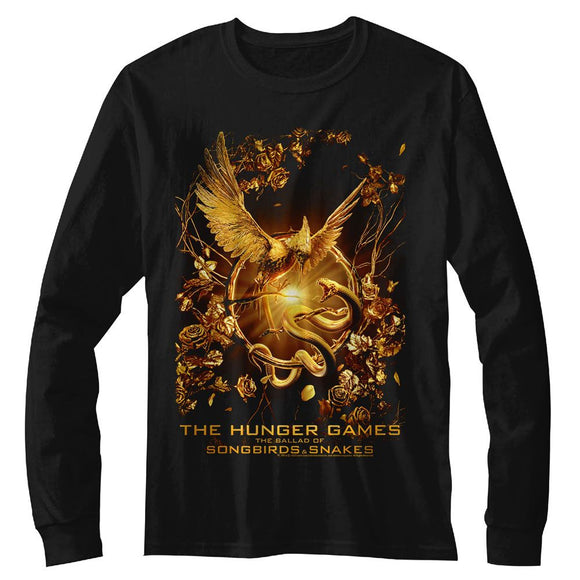 Hunger Games-Hunger Games Songbird Snakes Poster-Black Adult L/S T-Shirt - Black