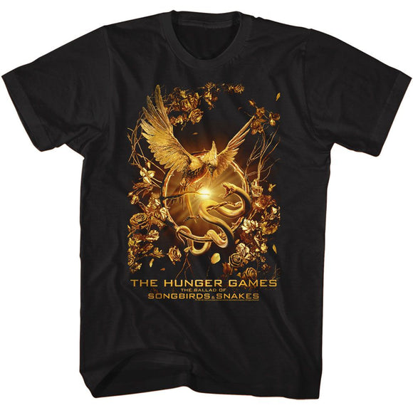 Hunger Games-Hunger Games Songbird Snakes Poster-Black Adult S/S T-Shirt - Black