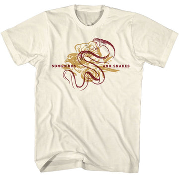 Hunger Games-Hunger Games Bird And Snake Overlay-Natural Adult S/S T-Shirt - Natural