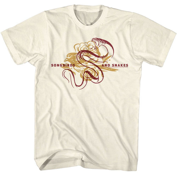 Hunger Games-Hunger Games Bird And Snake Overlay-Natural Adult S/S T-Shirt - Natural
