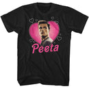Hunger Games-Hunger Games Peeta Heartthrob-Black Adult S/S T-Shirt - Black