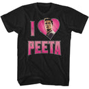 Hunger Games-Hunger Games I Heart Peeta-Black Adult S/S T-Shirt - Black
