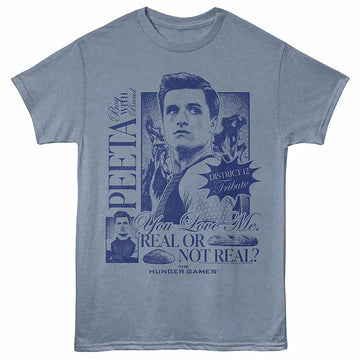 The Hunger Games Peeta Real Or Not Real Indigo Heather Adult T-Shirt