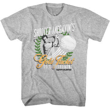 Happy Gilmore-Happy Gilmore Gold Jacket Tournament-Gray Heather Adult S/S T-Shirt - Gray Heather