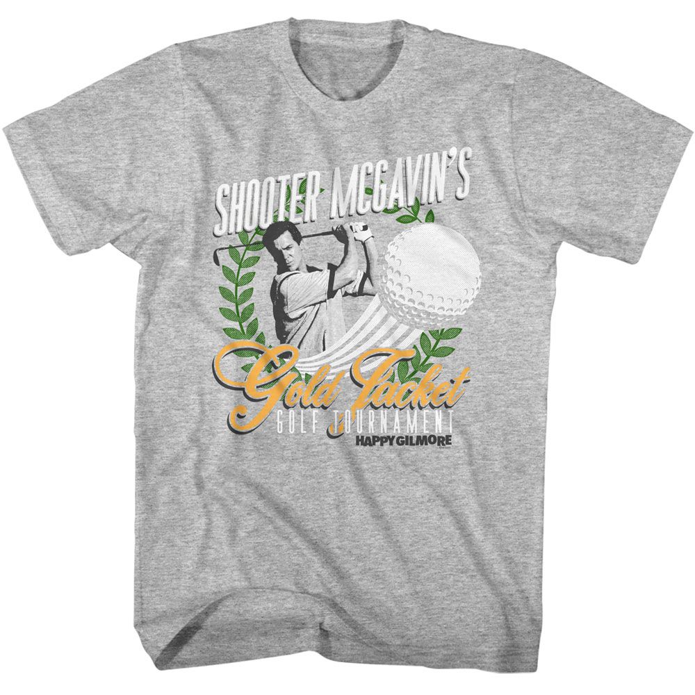 Image of Happy Gilmore Happy Gilmore Gold Jacket Tournament Adult T-Shirts Gray Heather