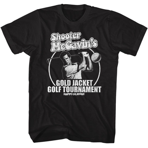Happy Gilmore-Happy Gilmore Gold Jacket Tourney-Black Adult S/S T-Shirt - Black