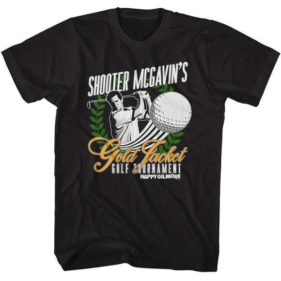 Happy Gilmore-Happy Gilmore Gold Jacket Tournament-Black Adult S/S T-Shirt - Black