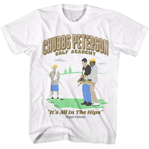 Happy Gilmore-Happy Gilmore Chubbs Golf Academy-White Adult S/S T-Shirt - White