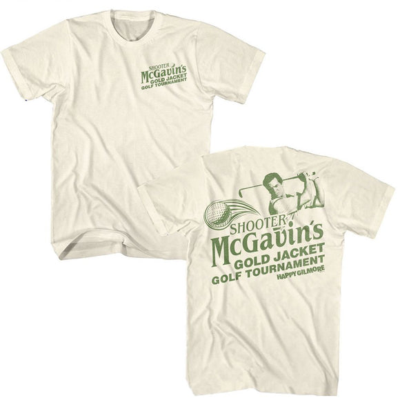 Happy Gilmore-Happy Gilmore Mono Gold Jacket Tournament-Natural Adult S/S T-Shirt ***F&B***-S - Natural
