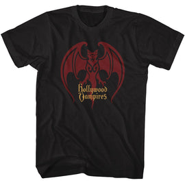 Hollywood Vampires-Hv Bat Logo-Black Adult S/S T-Shirt - Black