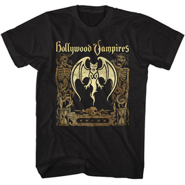 Hollywood Vampires-Hv Bat And Skeletons-Black Adult S/S T-Shirt - Black