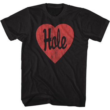 Hole-Hole Heart-Black Adult S/S T-Shirt - Black