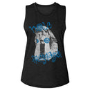 Hole-Girl Covering Face-Black Ladies Slub Sleeveless Crew Neck Tee-S - Black