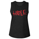 Hole-Crossed Heart Logo-Black Ladies Slub Sleeveless Crew Neck Tee-S - Black
