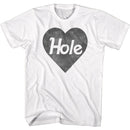 Hole-Blk Heart Logo-White Adult S/S T-Shirt - White