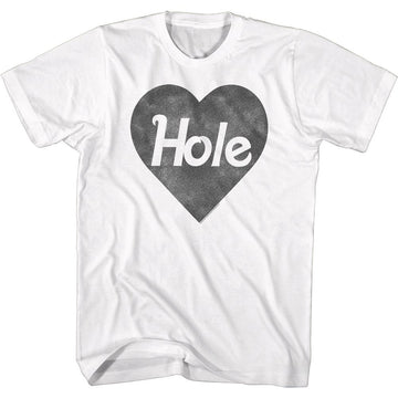 Hole-Blk Heart Logo-White Adult S/S T-Shirt - White