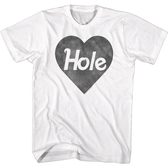 Hole-Blk Heart Logo-White Adult S/S T-Shirt - White