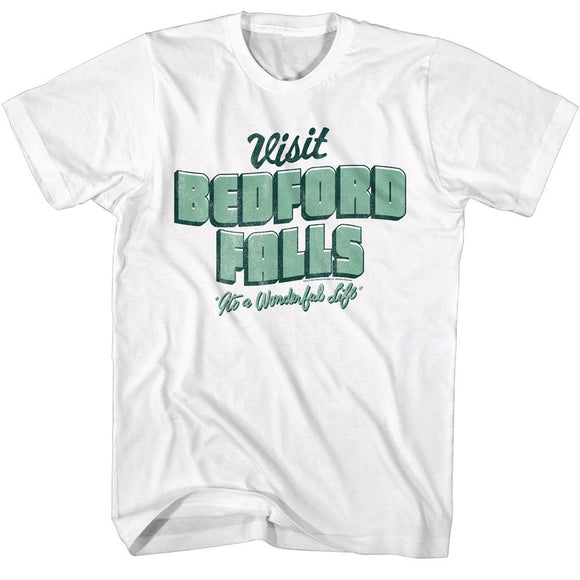 Its A Wonderful Life-Iawl Visit Bedford Falls-White Adult S/S T-Shirt - White