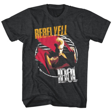 Billy Idol-Rebel Yell-Black Heather Adult S/S T-Shirt - Black Heather