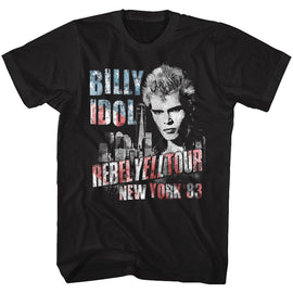 Billy Idol-Ny 83 Flag-Ish-Black Adult S/S T-Shirt - Black