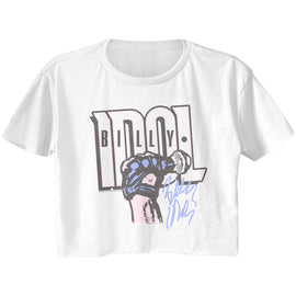 Billy Idol-Idol Fist-White Ladies S/S Festival Cali Crop-S - White