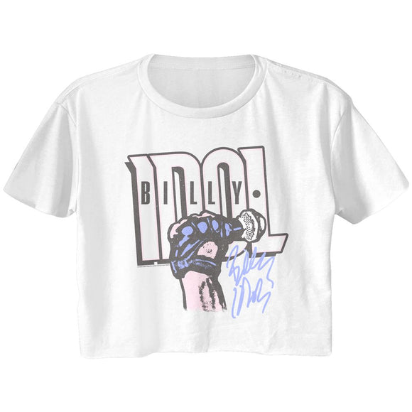 Billy Idol-Idol Fist-White Ladies S/S Festival Cali Crop-S - White