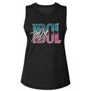 Billy Idol-Billy Idol Name Gradient-Black Ladies Slub Sleeveless Crew Neck Tee-S - Black