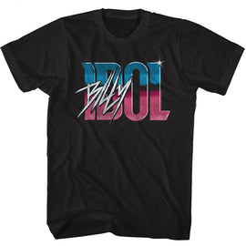 Billy Idol-Billy Idol Idol Name Gradient-Black Adult S/S T-Shirt - Black