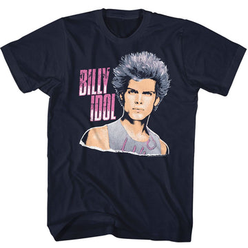 Billy Idol-Idol Soft Clouds-Navy Adult S/S T-Shirt - Navy