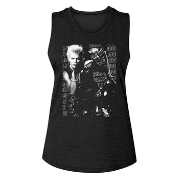Billy Idol-Billy Idol Motorcycle Photo-Black Ladies Muscle Tank-S - Black