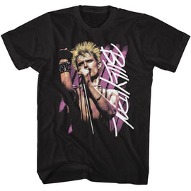 Billy Idol-Billy Idol Background Stripes-Black Adult S/S T-Shirt - Black
