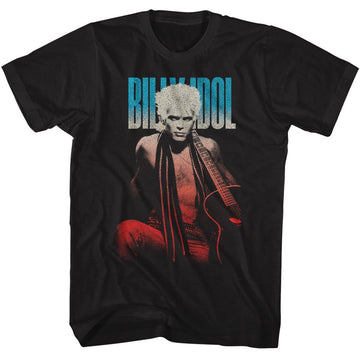 Billy Idol-Billy Idol Patriotic Gradient-Black Adult S/S T-Shirt - Black