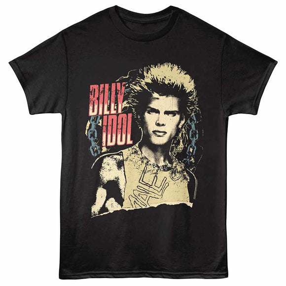 Billy Idol Chain Black Adult T-Shirt