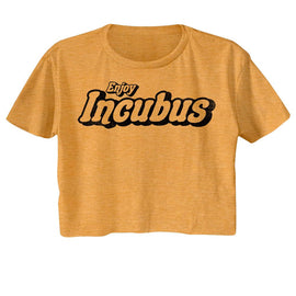 Incubus-Enjoy Inubus Logo-Antique Gold Ladies S/S Festival Cali Crop-S - Antique Gold