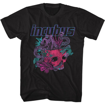 Incubus-Logo And Octopus Skull-Black Adult S/S T-Shirt - Black