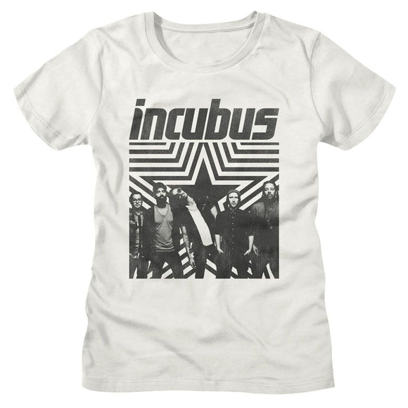 Incubus-Incubus Star Background-White Ladies S/S T-Shirt - White