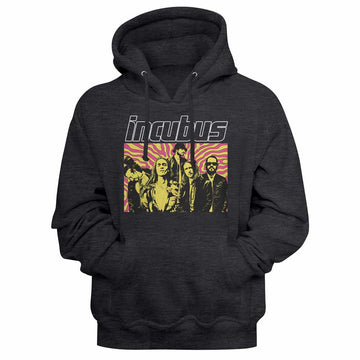 Incubus Swirl Background Charcoal Heather Adult Hooded Sweatshirt