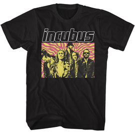 Incubus-Incubus Swirl Background-Black Adult S/S T-Shirt - Black