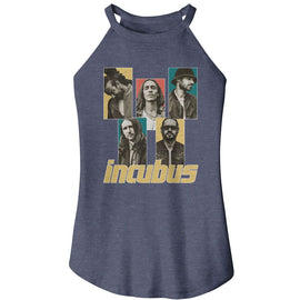 Incubus-Incubus Band Member Boxes-Navy Frost Ladies Sleeveless Rocker Tank-S - Navy Frost