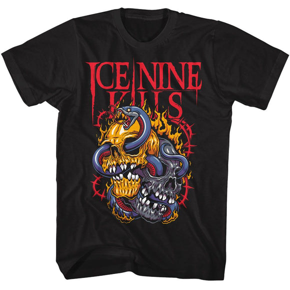 Ice Nine Kills-Ice Nine Kills Snake Skulls-Black Adult S/S T-Shirt - Black
