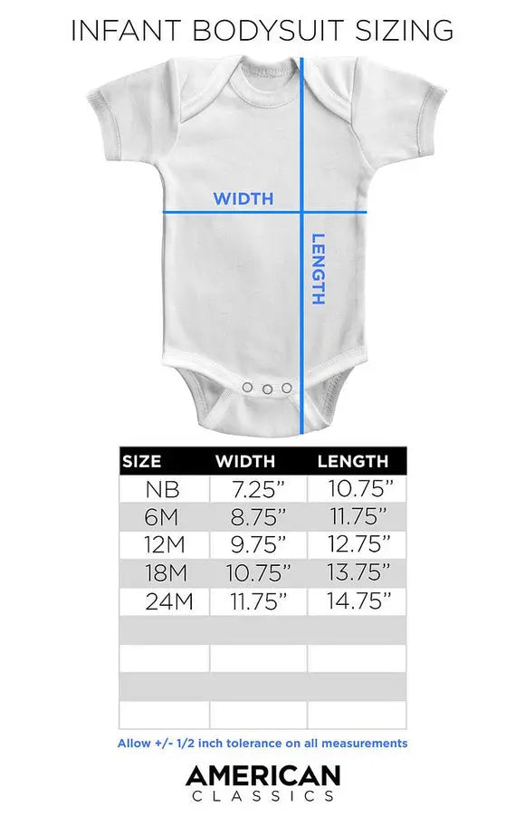Infant Size Chart for Acdc-Hwy2Hell Lyrics-Gray Heather Infant S/S Bodysuit-24M - Gray Heather