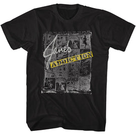 Janes Addiction-Janes Addiction Newspaper Collage-Black Adult S/S T-Shirt - Black