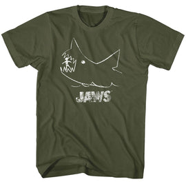 Jaws-Chalkboard-Military Green Adult S/S T-Shirt - Military Green