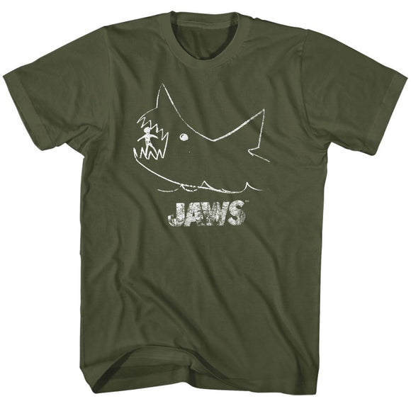 Jaws-Chalkboard-Military Green Adult S/S T-Shirt - Military Green