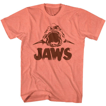 Jaws-Neon Jaws-Retro Coral Heather Adult S/S T-Shirt - Retro Coral Heather