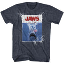 Jaws-Jaws Population-Navy Heather Adult S/S T-Shirt - Navy Heather