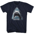 Jaws-Jaws Head Logo-Navy Adult S/S T-Shirt - Navy