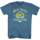 Jaws-Shark Tour-Indigo Heather Adult S/S T-Shirt - Indigo Heather