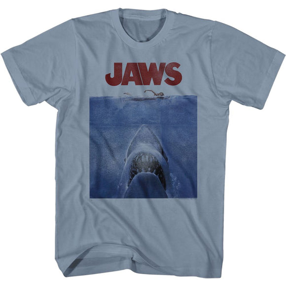 Jaws-Jaws Poster Blue-Blue Jean Adult S/S Comfort Color T-Shirt - Blue Jean